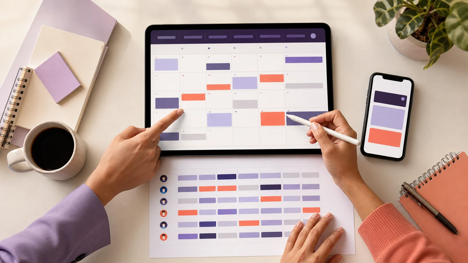 Programa para organizar cuadrantes de trabajo y turnos rotativos en tableta y móvil